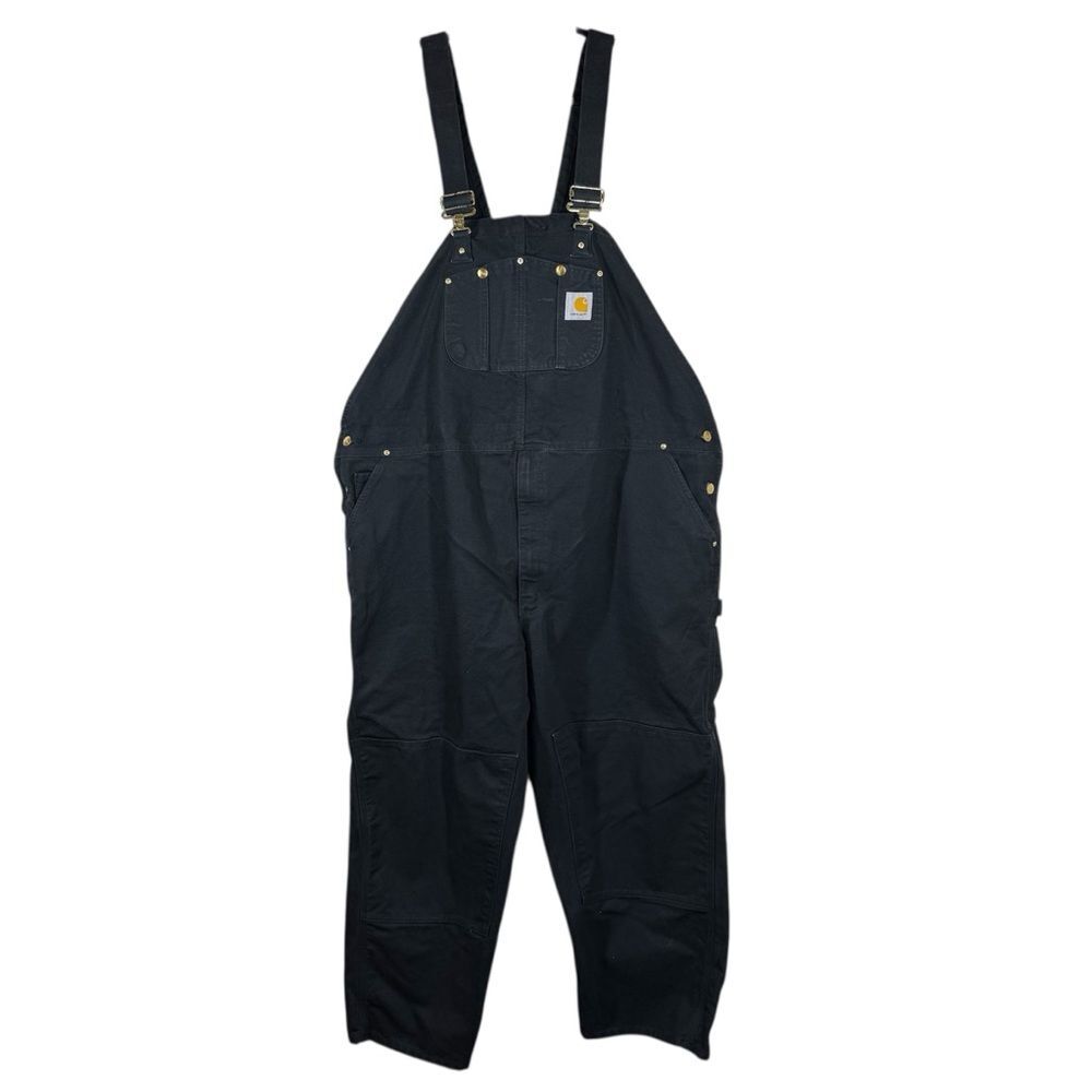 Carhartt Men's Unlined Duck Bib Overalls Black R01-BLK Double Knee 52x30